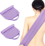 2 Pcs Exfoliating Back Scrubber Towel with Handles, Nylon Body Washcloth for Shower, Men Women, Purple, Daily Comfort Use In Australia - Darrahopens