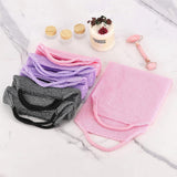2 Pcs Exfoliating Back Scrubber Towel with Handles, Nylon Body Washcloth for Shower, Men Women, Purple, Daily Comfort Use