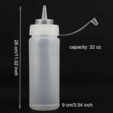 Plastic Condiment Squeeze Bottles 3 Pack with Tip Caps, 32 Oz for Sauce Ketchup Mustard and Olive Oil, White, Durable Plastic Construction
