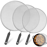 Stainless Steel Splatter Screens Set, Mesh Oil Grease Guards with TPR Handles for Frying Pans, 9.8 11.4 13 Inch, 3 Pack In Australia - Darrahopens