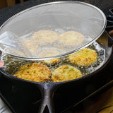Stainless Steel Splatter Screens Set, Mesh Oil Grease Guards with TPR Handles for Frying Pans, 9.8 11.4 13 Inch, 3 Pack