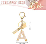 Letter A Keychain with Tassel and Bead Charm, Gold Tone Initial Bag Charm for Keys and Handbags, Cream White, Daily Comfort Use