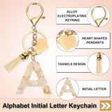 Letter A Keychain with Tassel and Bead Charm, Gold Tone Initial Bag Charm for Keys and Handbags, Cream White, Daily Comfort Use In Australia - Darrahopens