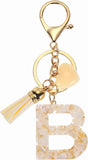 Initial B Keychain with Tassel and Bead Charm for Bag Purse Backpack Keys, Gold Tone Beige, Daily Comfort Use, for Men Women and Everyday Wear In Australia - Darrahopens