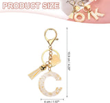 Initial Letter Keychain with Tassel and Lobster Clasp for Bag Purse Keys, Cream Gold C, Letter C Option, Daily Comfort Use In Australia - Darrahopens