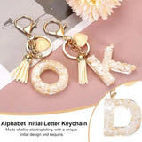 Initial Letter Keychain with Tassel and Lobster Clasp for Keys and Bags, Gold White D, Letter D Option, Daily Comfort Use