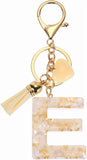Initial Letter Keychain with Tassel and Lobster Clasp for Bags Keys and Gifts, Cream Gold E, Letter E Option, Daily Comfort Use In Australia - Darrahopens