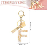 Letter F Keychain Charm with Tassel and Lobster Clasp for Bag Purse Keys, Pearl White and Gold, Daily Comfort Use In Australia - Darrahopens