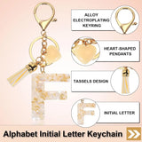 Letter F Keychain Charm with Tassel and Lobster Clasp for Bag Purse Keys, Pearl White and Gold, Daily Comfort Use In Australia - Darrahopens