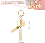 Tassel Keychain with Resin Bar Pendant and Lobster Clasp for Bag Purse Car Keys, Gold White, Letter I Option, Daily Comfort Use In Australia - Darrahopens
