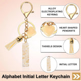Tassel Keychain with Resin Bar Pendant and Lobster Clasp for Bag Purse Car Keys, Gold White, Letter I Option, Daily Comfort Use In Australia - Darrahopens