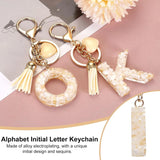 Tassel Keychain with Resin Bar Pendant and Lobster Clasp for Bag Purse Car Keys, Gold White, Letter I Option, Daily Comfort Use In Australia - Darrahopens