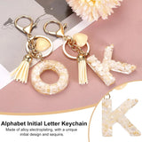 Letter K Keychain Charm with Tassel and Marbled Pendant for Bag Purse Keys, Cream Gold, Daily Comfort Use, for Men Women and Everyday Wear