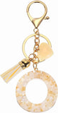 Resin Circle Keychain with Tassel and Lobster Clasp for Women Bags and Car Keys Cream Gold Tone, Letter O Option In Australia - Darrahopens
