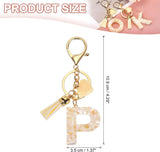 Initial P Letter Keychain, Resin Alphabet Key Ring with Tassel and Lobster Clasp for Bags Keys Purse, Gold White In Australia - Darrahopens