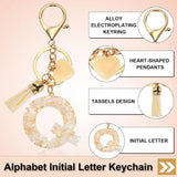 Letter Q Keychain with Tassel and Lobster Clasp, Marble Pattern Initial Bag Charm for Women, Cream Gold, Daily Comfort Use In Australia - Darrahopens