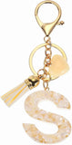 Initial Letter Keychain Charm, Resin Tassel Bag Pendant for Keys Handbag Backpack, Cream Gold S, Letter S Option In Australia - Darrahopens