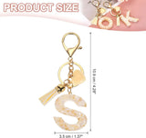 Initial Letter Keychain Charm, Resin Tassel Bag Pendant for Keys Handbag Backpack, Cream Gold S, Letter S Option In Australia - Darrahopens