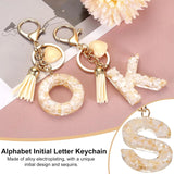 Initial Letter Keychain Charm, Resin Tassel Bag Pendant for Keys Handbag Backpack, Cream Gold S, Letter S Option In Australia - Darrahopens