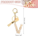 Floral Resin Letter V Keychain with Tassel and Lobster Clasp for Bag Purse Keys, Gold Tone Beige, Daily Comfort Use In Australia - Darrahopens