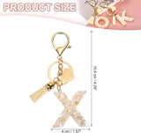 Letter X Keychain Charm with Tassel and Bead, Gold Tone Initial Bag Pendant for Keys and Handbags, Cream White In Australia - Darrahopens