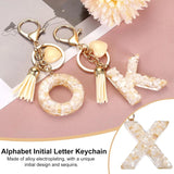 Letter X Keychain Charm with Tassel and Bead, Gold Tone Initial Bag Pendant for Keys and Handbags, Cream White In Australia - Darrahopens