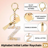 Letter Keychain Charm with Tassel and Lobster Clasp for Bag Purse Keys, Gold White Z, Letter Z Option, Daily Comfort Use In Australia - Darrahopens