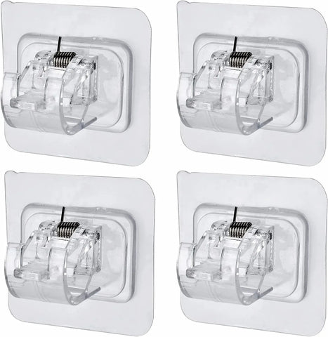 Curtain Rod Brackets 4 Pack No Drill Self Adhesive Heavy Duty Wall Mount Hooks for Home Window Curtains Clear, Self-Adhesive Backing In Australia - Darrahopens