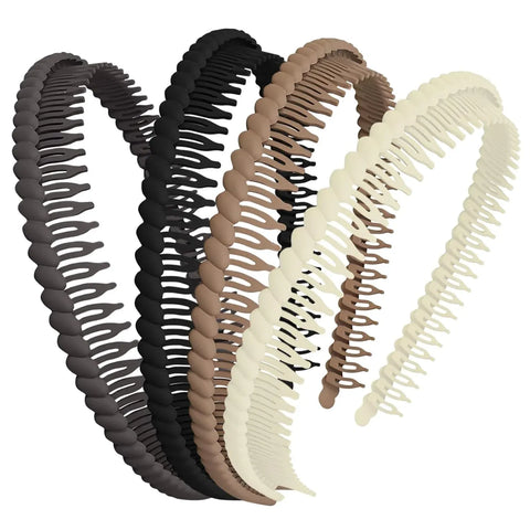 4 Pcs Plastic Headbands with Teeth, Non Slip Comfortable Hair Bands for Women, Home and Commuting, Neutral Colors In Australia - Darrahopens