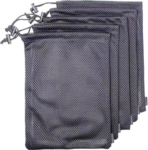 5 Pcs Mesh Drawstring Storage Bags Nylon Stuff Sacks with Cord Lock for Travel Gym Organization Black, Daily Comfort Use In Australia - Darrahopens