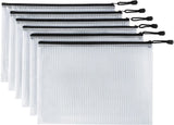 6 Pack Mesh Zipper Pouch Bags Waterproof File Folder Organizer for Office Supplies and Travel Storage Clear, White In Australia - Darrahopens