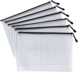 6 Pack Mesh Zipper Pouch Bags Waterproof File Folder Organizer for Office Supplies and Travel Storage Clear, White In Australia - Darrahopens