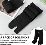 Tabi Split Toe Socks 6 Pairs Elastic Cotton Wicking Sandal Socks for Women and Men Black, Daily Comfort Use, for Men Women and Everyday Wear