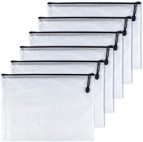 6 Pcs A6 Mesh Zipper Pouches Plastic Zip File Folders for Office Receipts and Cosmetics Black 6 x 4.5 Inch, Durable Plastic Construction In Australia - Darrahopens