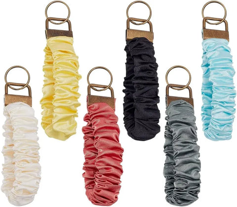 6 Pack Scrunchie Keychains Colorful Polyester Wristlet Key Ring Bracelets for Women Running Dog Walking, Daily Comfort Use In Australia - Darrahopens