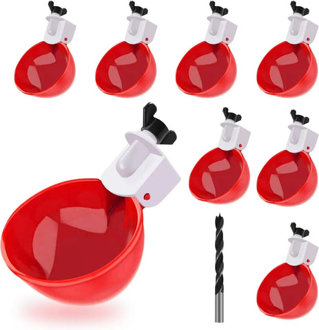 8 Pack Chicken Waterer Cups Automatic Leakproof Poultry Drinking System with Tee Fitting and Mounting Tool for Chickens Red In Australia - Darrahopens