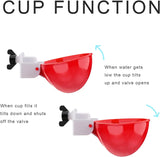 8 Pack Chicken Waterer Cups Automatic Leakproof Poultry Drinking System with Tee Fitting and Mounting Tool for Chickens Red