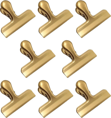 8 Pack Bag Clips, 3 Inch Wide Stainless Steel Heavy Duty Chip Clips for Food Bags, Coffee, Kitchen and Office Storage, Gold In Australia - Darrahopens