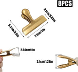 8 Pack Bag Clips, 3 Inch Wide Stainless Steel Heavy Duty Chip Clips for Food Bags, Coffee, Kitchen and Office Storage, Gold In Australia - Darrahopens