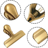 8 Pack Bag Clips, 3 Inch Wide Stainless Steel Heavy Duty Chip Clips for Food Bags, Coffee, Kitchen and Office Storage, Gold