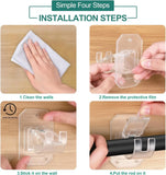 8 Pack No Drill Curtain Rod Brackets, Self Adhesive Adjustable Nail Free Hangers for Curtain Poles 0.62-1.57 Inch, Clear
