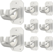 8 Pack No Drill Curtain Rod Brackets, Self Adhesive Nail Free Adjustable Hangers for Curtain Poles 0.62-1.57 Inch, White