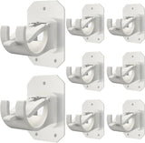8 Pack No Drill Curtain Rod Brackets, Self Adhesive Nail Free Adjustable Hangers for Curtain Poles 0.62-1.57 Inch, White