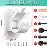 8 Pack No Drill Curtain Rod Brackets, Self Adhesive Nail Free Adjustable Hangers for Curtain Poles 0.62-1.57 Inch, White