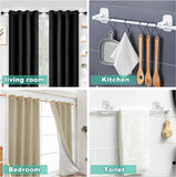 8 Pack No Drill Curtain Rod Brackets, Self Adhesive Nail Free Adjustable Hangers for Curtain Poles 0.62-1.57 Inch, White In Australia - Darrahopens