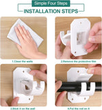 8 Pack No Drill Curtain Rod Brackets, Self Adhesive Nail Free Adjustable Hangers for Curtain Poles 0.62-1.57 Inch, White