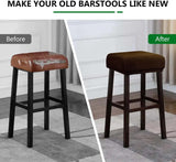 Bar Stool Covers 2 Pack Stretch Washable Rectangle Saddle Stool Slipcovers for Counter Vanity Chairs,Beige In Australia - Darrahopens