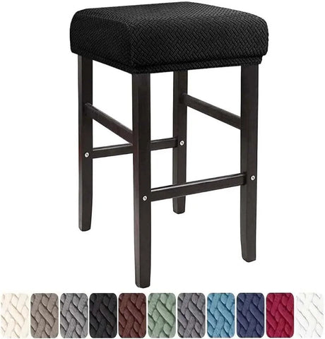 Rectangle Bar Stool Covers 1 Pack Stretch Washable Slipcovers for Saddle Counter Stools and Vanity Stools, Black In Australia - Darrahopens