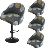 4 Pack Bar Stool Slipcovers Stretch Swivel Chair Covers with Back for Armchair Kitchen Island Gray Leaf Pattern In Australia - Darrahopens