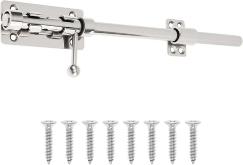 Barrel Bolt Door Latch 12 Inch 304 Stainless Steel Heavy Duty Slide Lock for Gate Barn Door with 8.5 mm Padlock Hole, Silver In Australia - Darrahopens